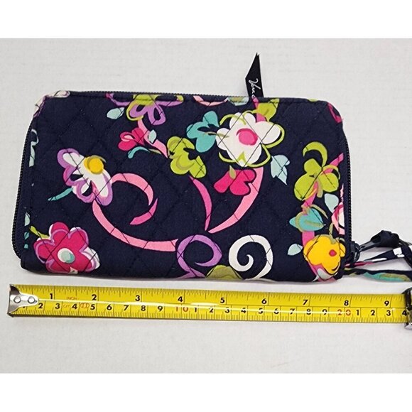 Vera Bradley Wristlet Wallet In Midnight With Multicolor Butterfly Floral Patter - Picture 11 of 12